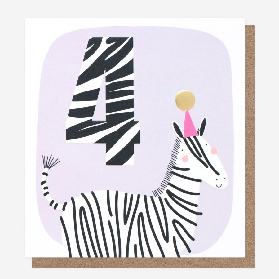 Clearance Caroline Gardner Zebra 4Th Birthday Card