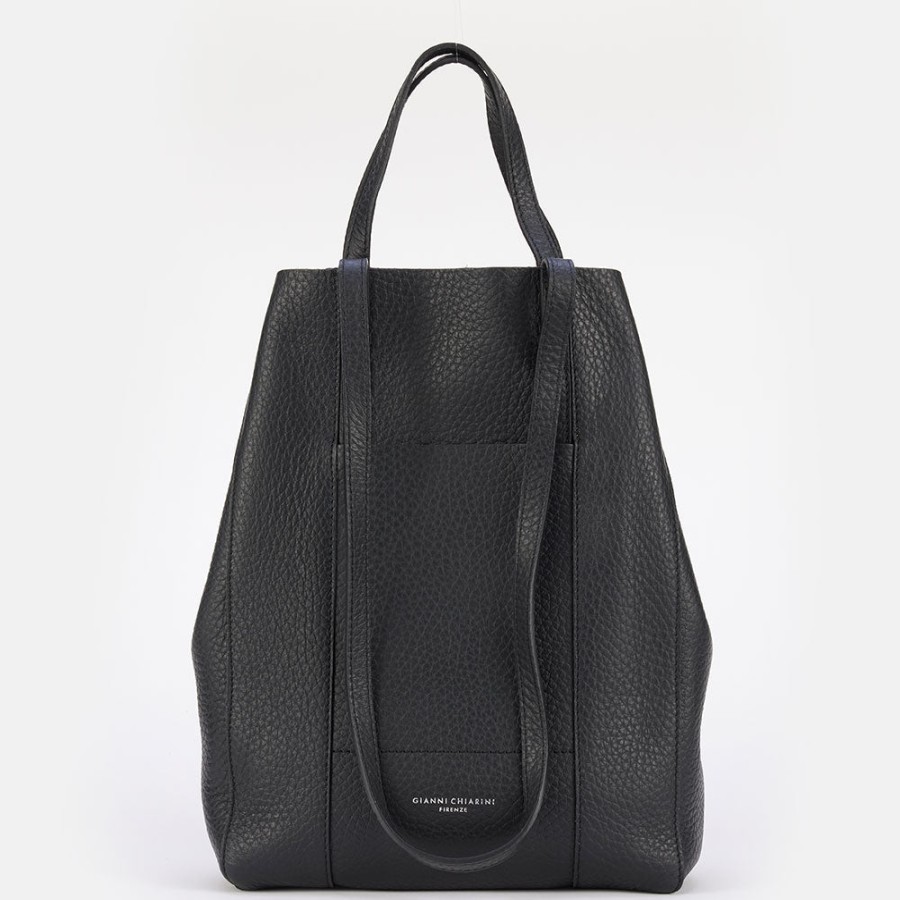 Clearance GIANNI Black Leather Tall Superlight Tote Bag