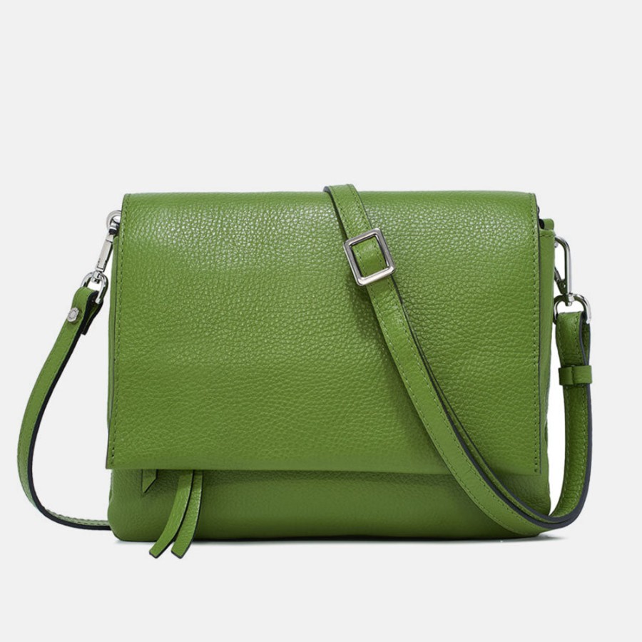 Online GIANNI Wasabi Green Leather Three Flap Bag