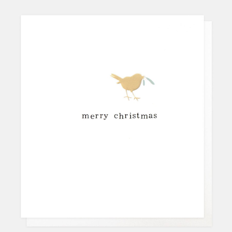 Hot CAROLINE GARDNER Gold Foil Embossed Robin Christmas Card