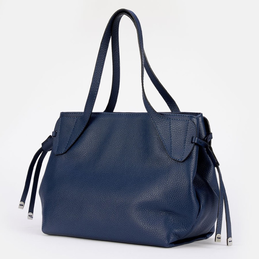 Online GIANNI Navy Leather Rita Shoulder Bag