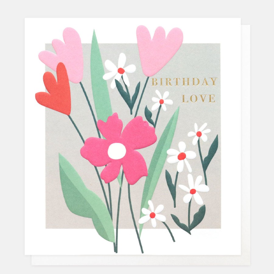 Wholesale Caroline Gardner Grey Floral Birthday Card