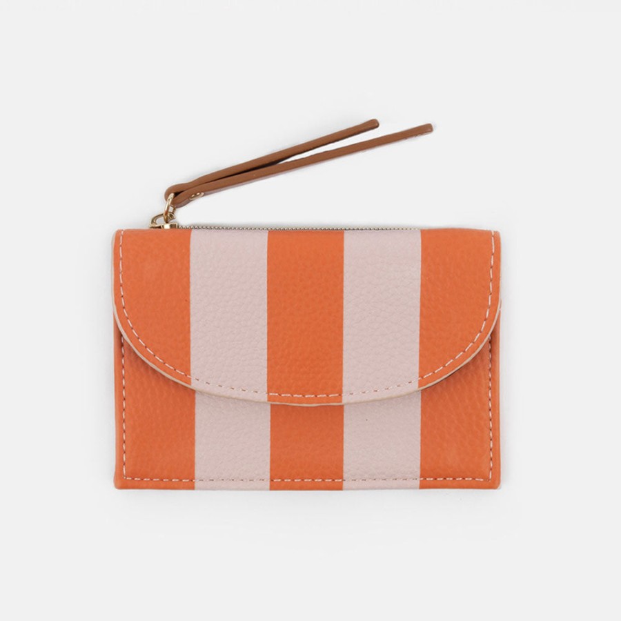 Wholesale CAROLINE GARDNER Pink/Orange Stripe Small Cardholder Coin Purse