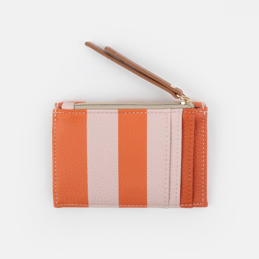 Wholesale CAROLINE GARDNER Pink/Orange Stripe Small Cardholder Coin Purse