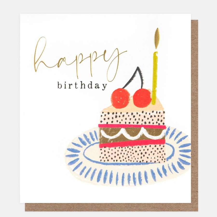 Online CAROLINE GARDNER Cake On A Plate Happy Birthday Card