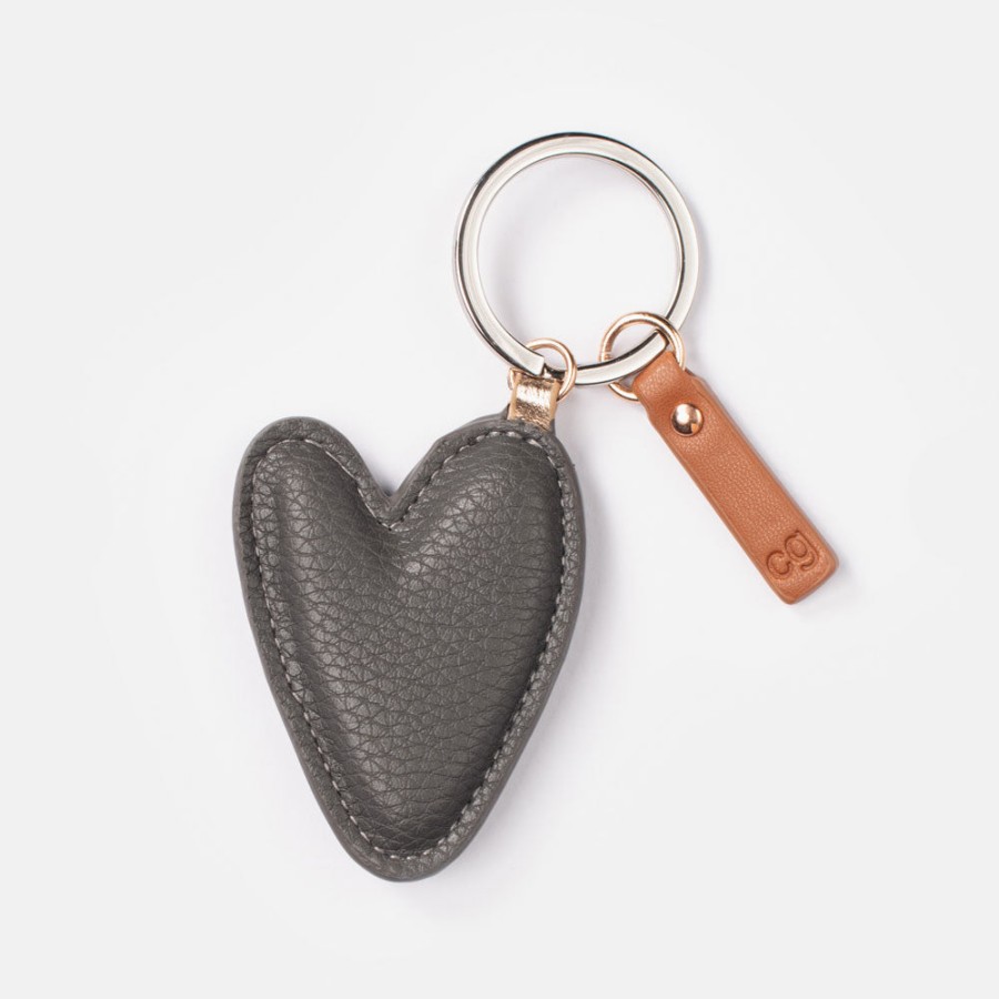 New CAROLINE GARDNER Charcoal Heart Keyring