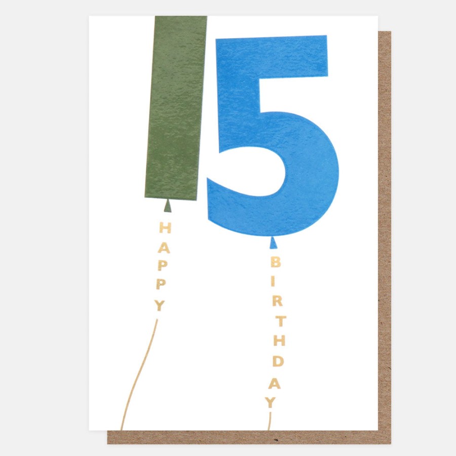 Hot Caroline Gardner Khaki/Blue Balloon 15Th Birthday Card