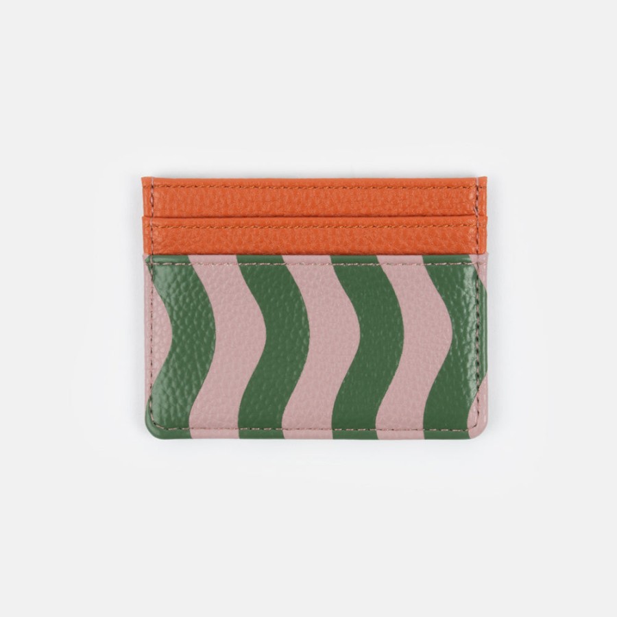 Clearance CAROLINE GARDNER Pink/Green Wave Stripe Cardholder