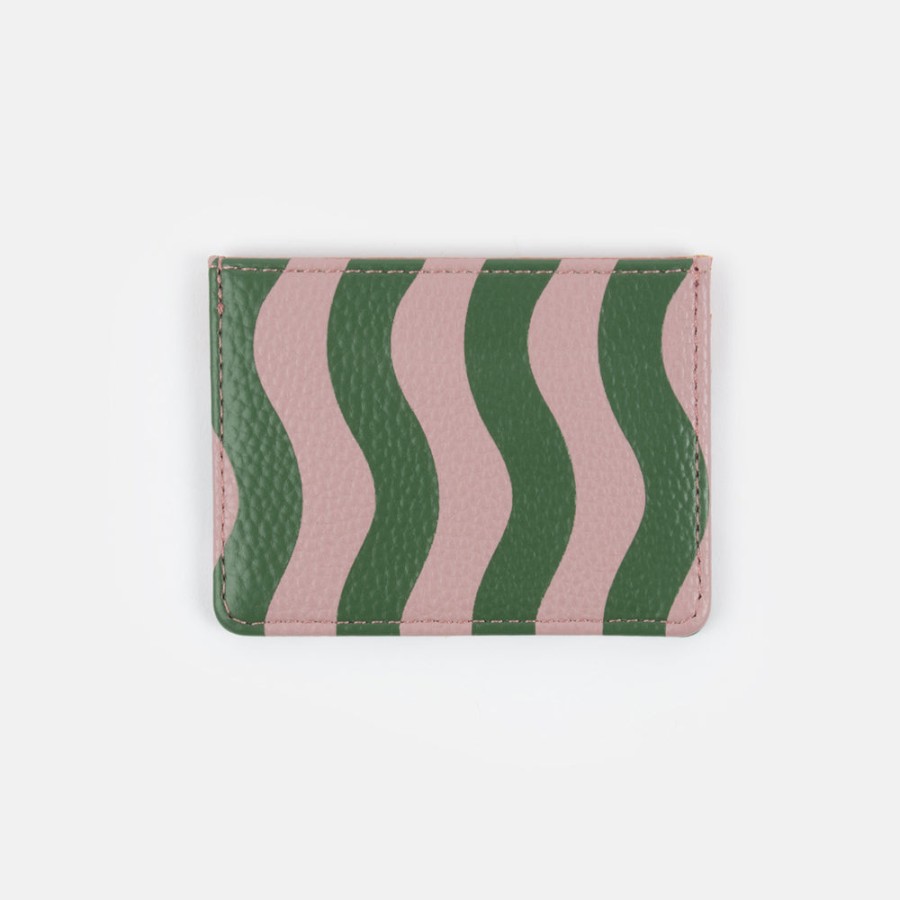 Clearance CAROLINE GARDNER Pink/Green Wave Stripe Cardholder