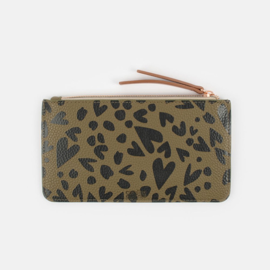 Best CAROLINE GARDNER Khaki/Black Heart Long Patch Purse