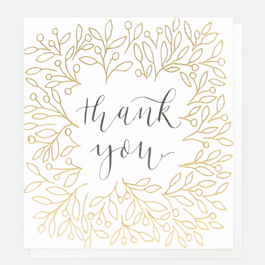 Clearance Caroline Gardner Gold Leaves & Calligraphy Thank You Card