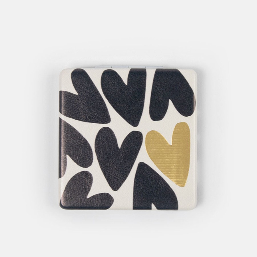 Hot CAROLINE GARDNER Mono Hearts Square Pocket Mirror