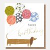 Hot CAROLINE GARDNER Sausage Dog With Balloons Birthday Cards