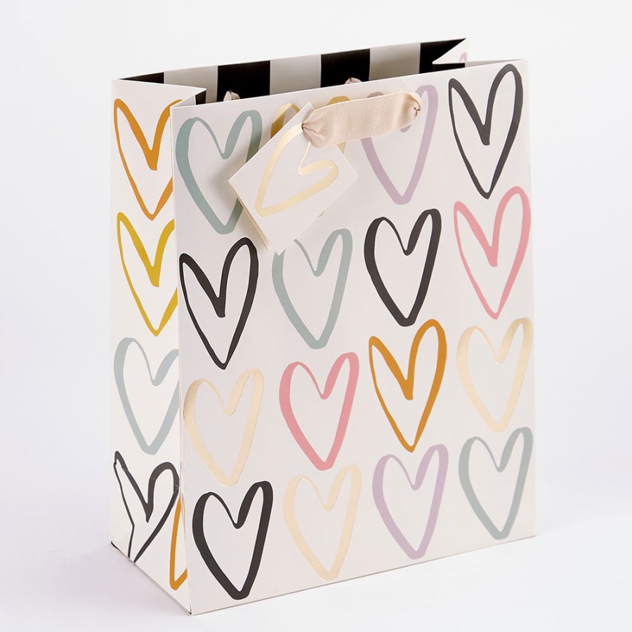 Online Caroline Gardner Multi Outline Hearts Large Gift Bag