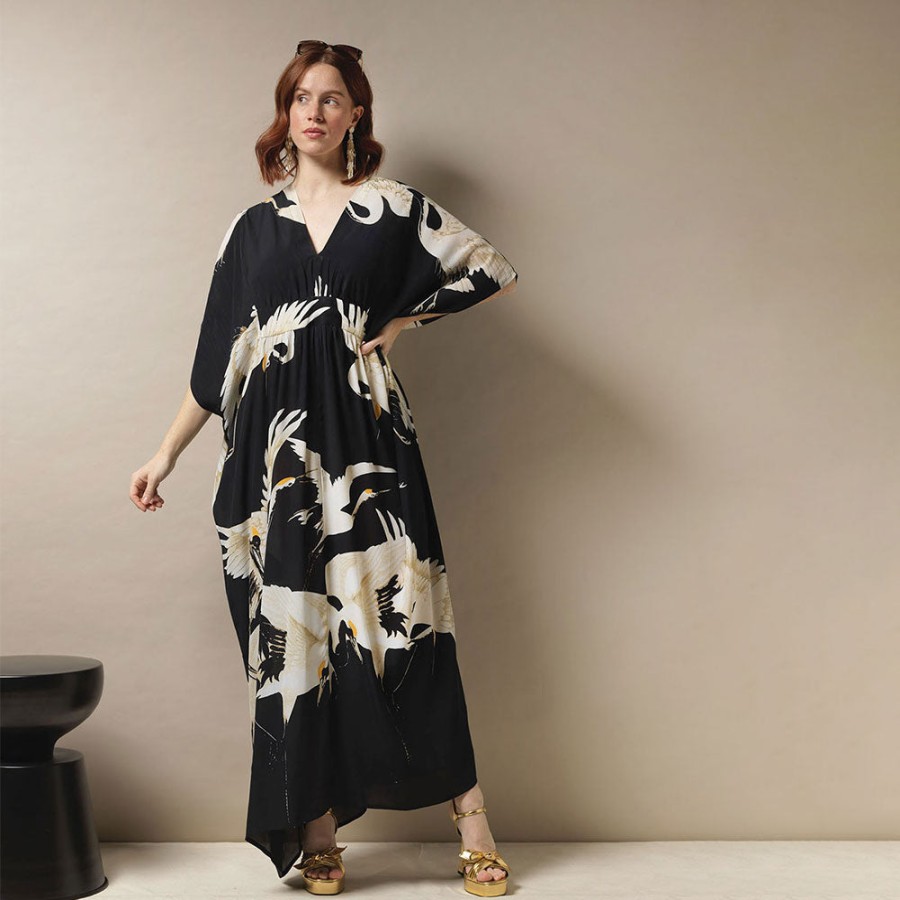 Wholesale ONE HUNDRED STARS Black Stork Maxi Kaftan