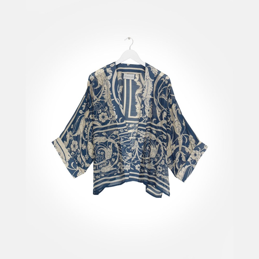 New ONE HUNDRED STARS Blue Jaipur Short Kimono