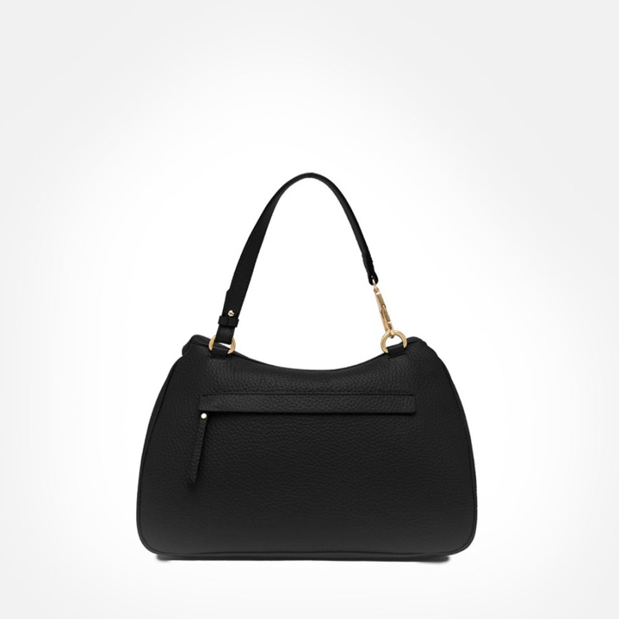 Clearance GIANNI Black Leather Brooke Fold Down Bag