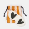 New CAROLINE GARDNER White/Black Heart Cotton Eye Mask