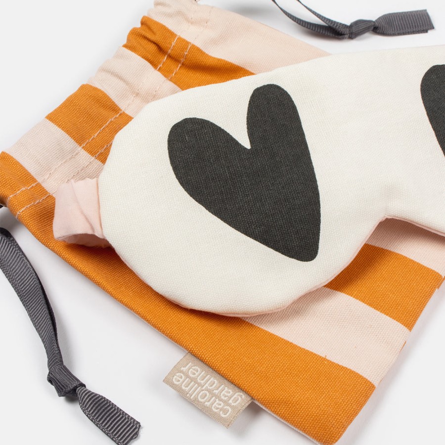 New CAROLINE GARDNER White/Black Heart Cotton Eye Mask