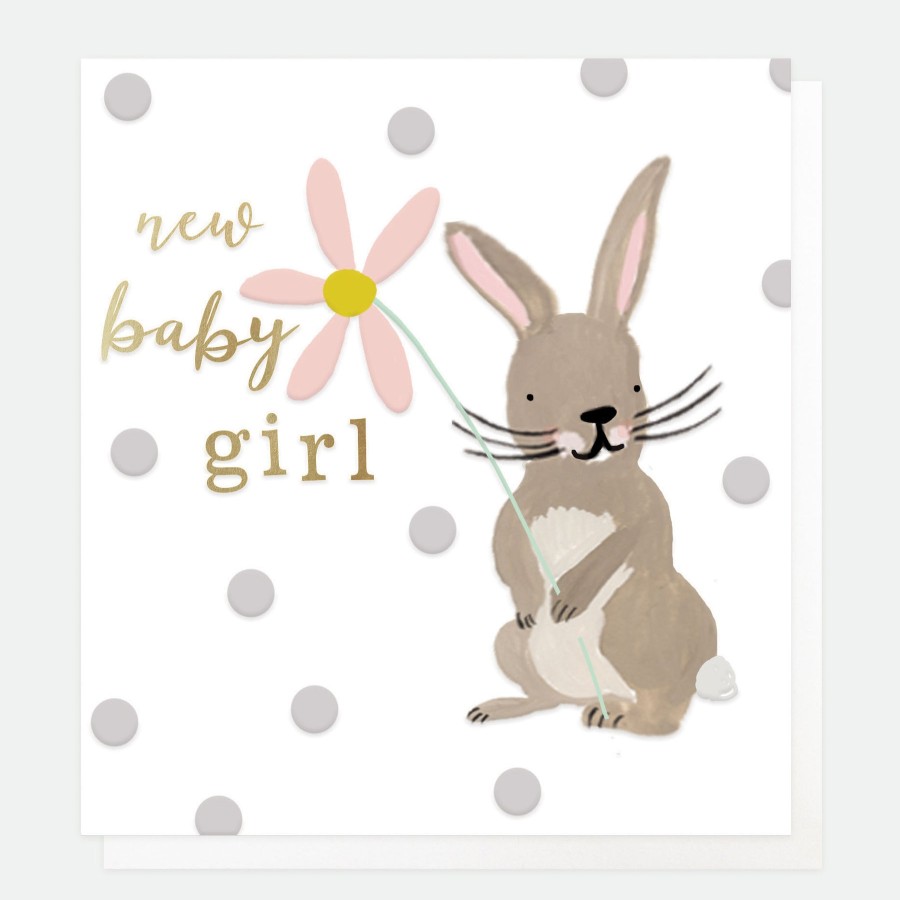 Clearance Caroline Gardner Baby Girl Rabbit New Baby Card