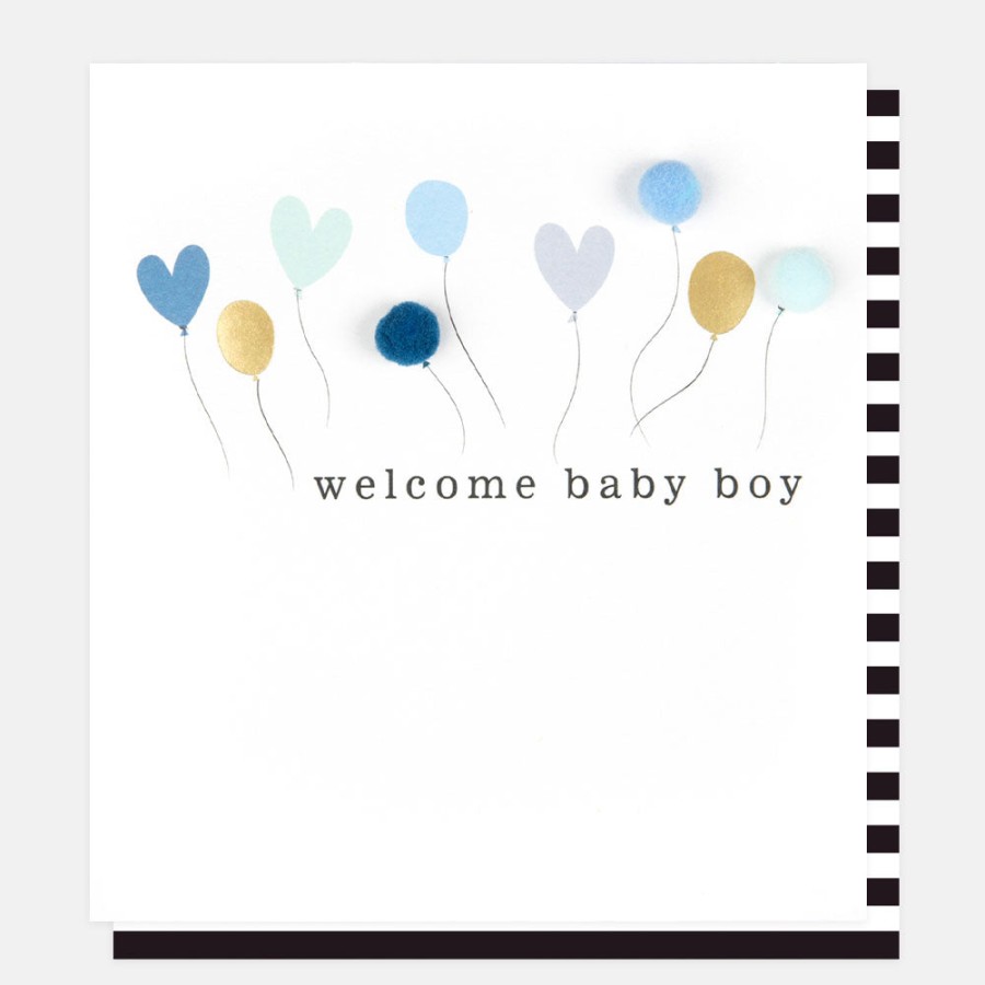 Best CAROLINE GARDNER Pom Pom Balloons New Baby Boy Card