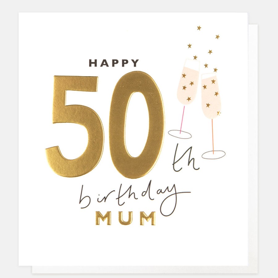 Best CAROLINE GARDNER Champagne Flutes 50Th Birthday Card For Mum