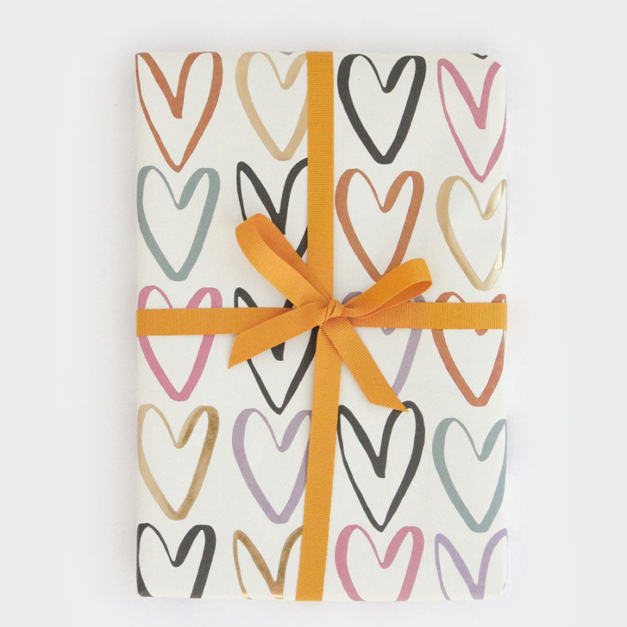 Best Caroline Gardner Rainbow Outline Hearts Wrapping Paper