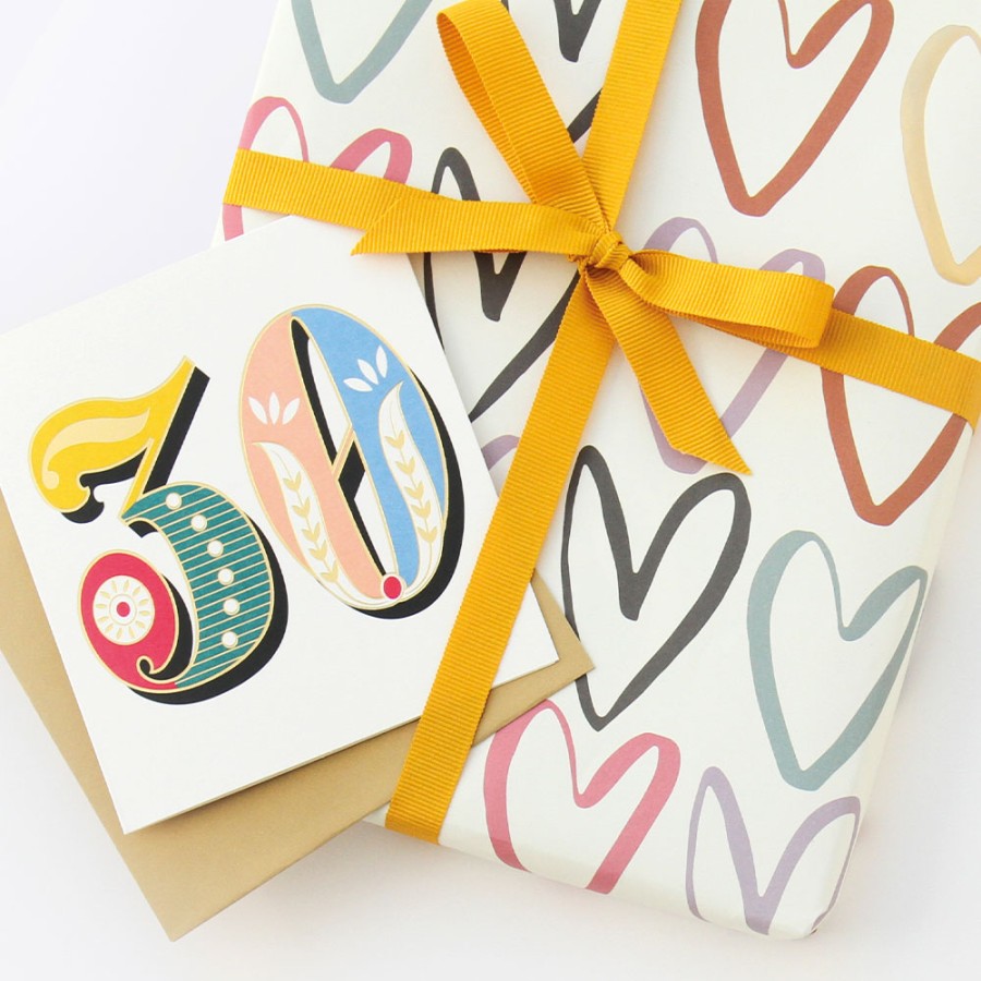 Best Caroline Gardner Rainbow Outline Hearts Wrapping Paper