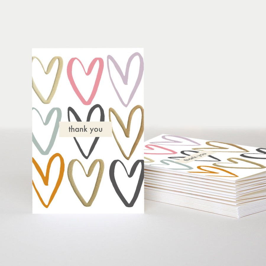 Wholesale Caroline Gardner Gold Foil Hearts Thank You Notecards Pack Of 10