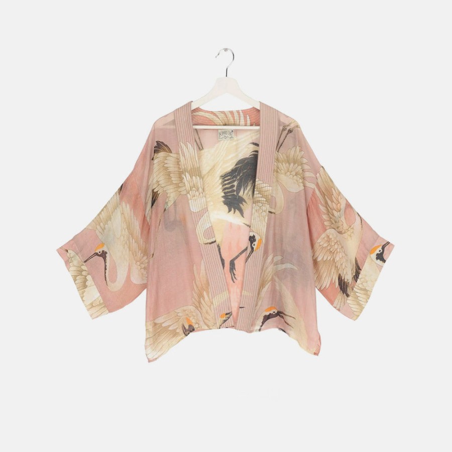 Wholesale ONE HUNDRED STARS Plaster Pink Stork Short Kimono