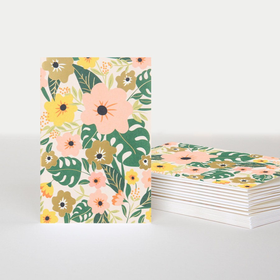 Online Caroline Gardner Gold Floral Blank Notecards Pack Of 10