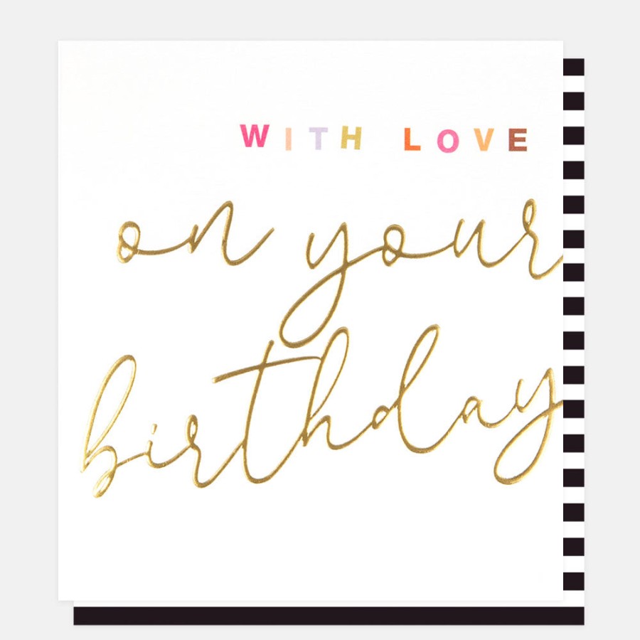 Hot CAROLINE GARDNER Gold Calligraphy With Love Birthday Card