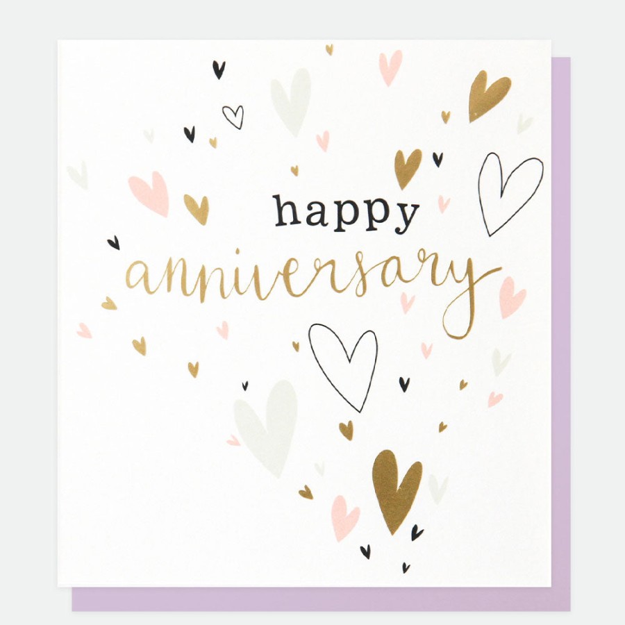 Clearance Caroline Gardner Pink & Gold Hearts Anniversary Card