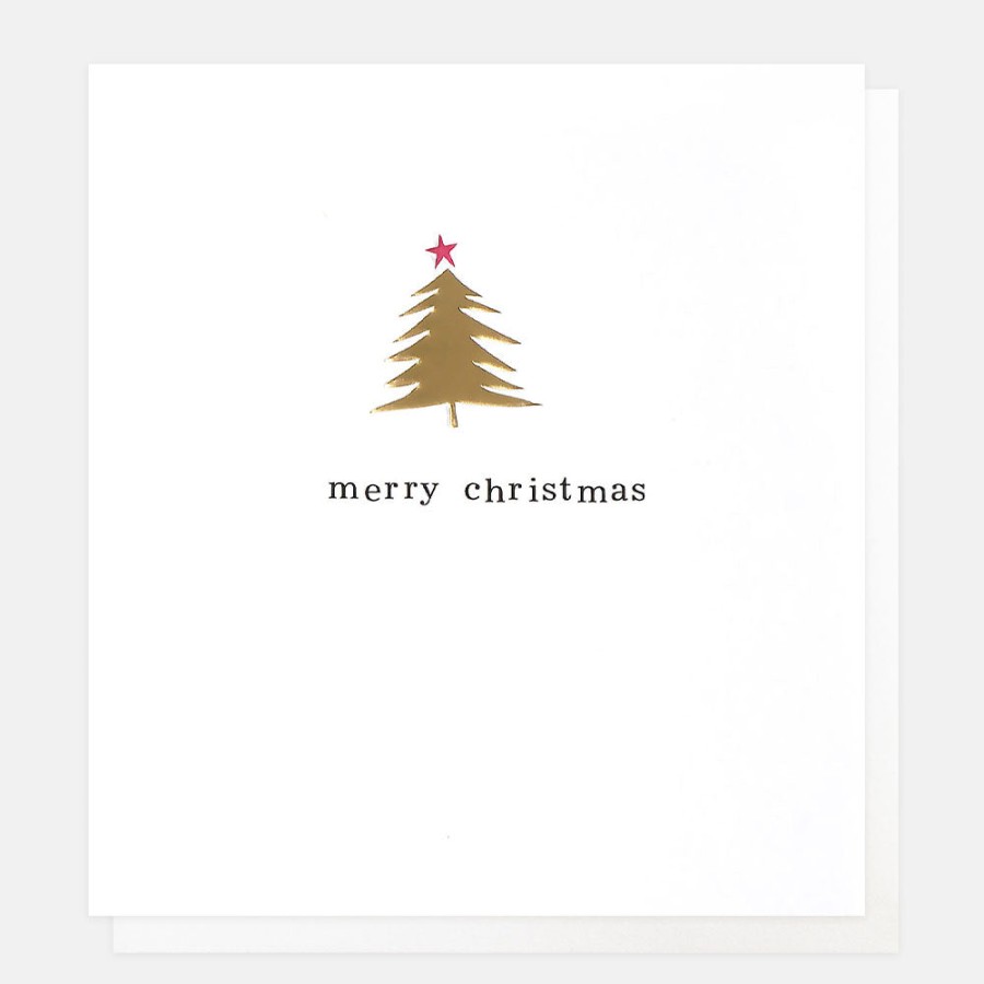 Best CAROLINE GARDNER Gold Foil Embossed Christmas Tree Card