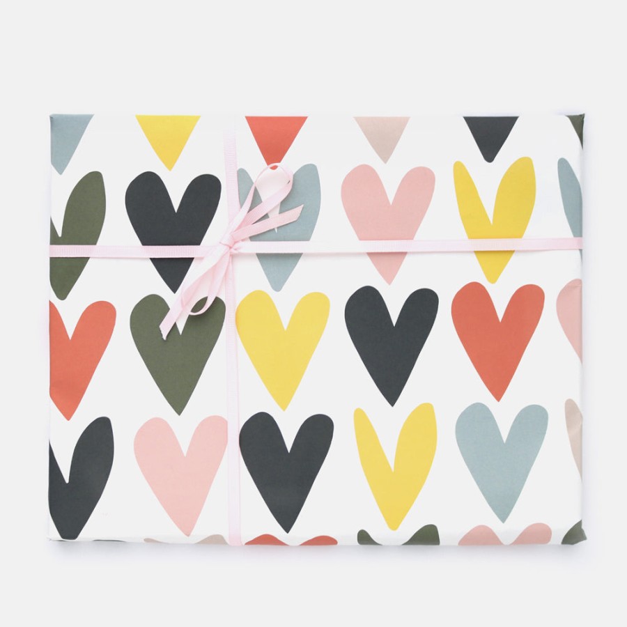 Online CAROLINE GARDNER Multi Coloured Hearts Wrapping Paper