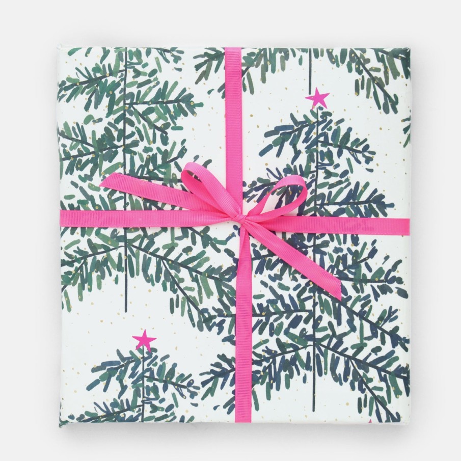 Wholesale CAROLINE GARDNER Painted Trees Christmas Wrapping Paper