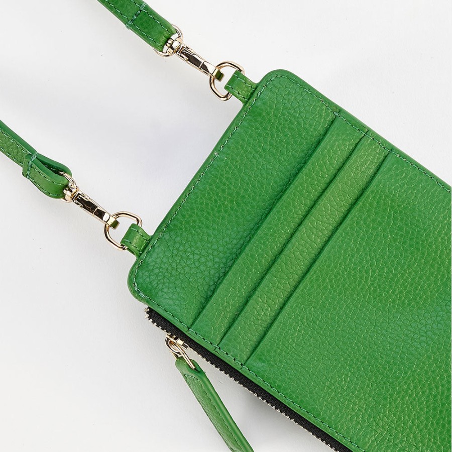 Wholesale Caroline Gardner Pea Green Leather Phone Bag