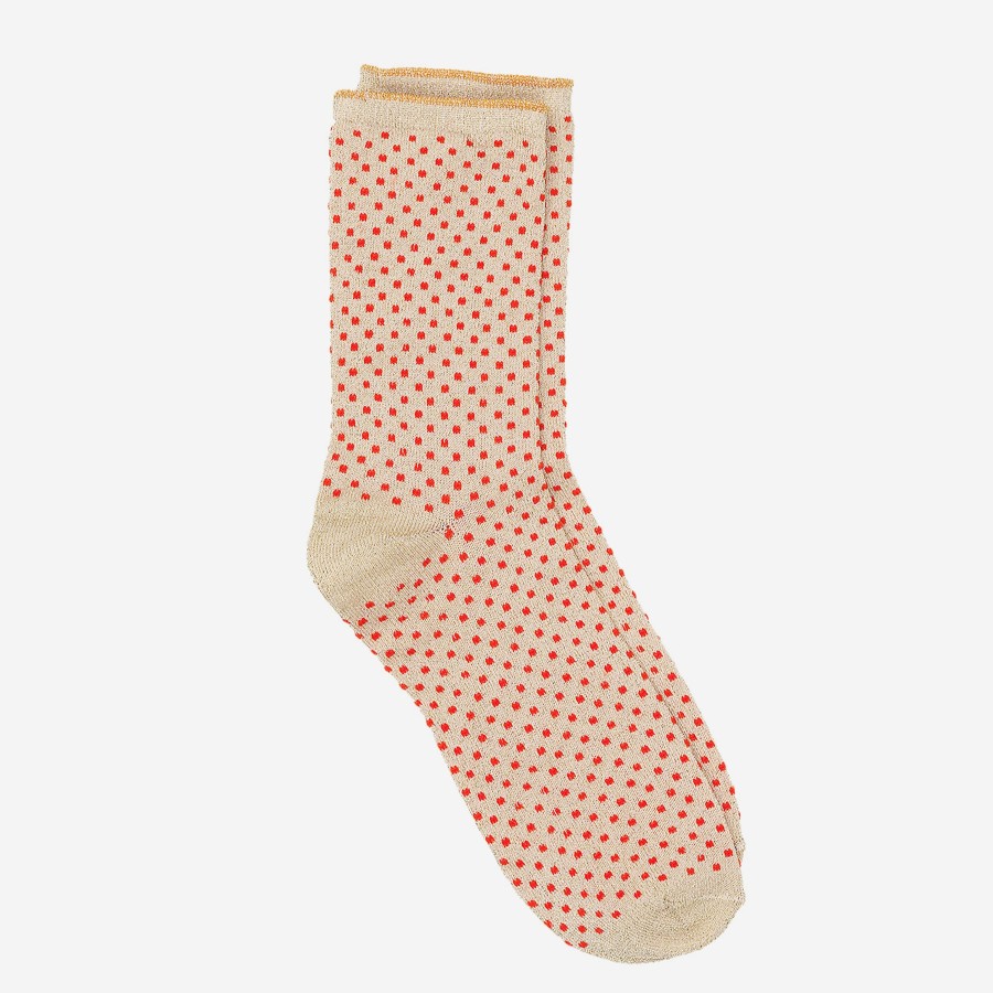 Best BECK SONDERGAARD Gold/Red Small Dot Sparkle Socks