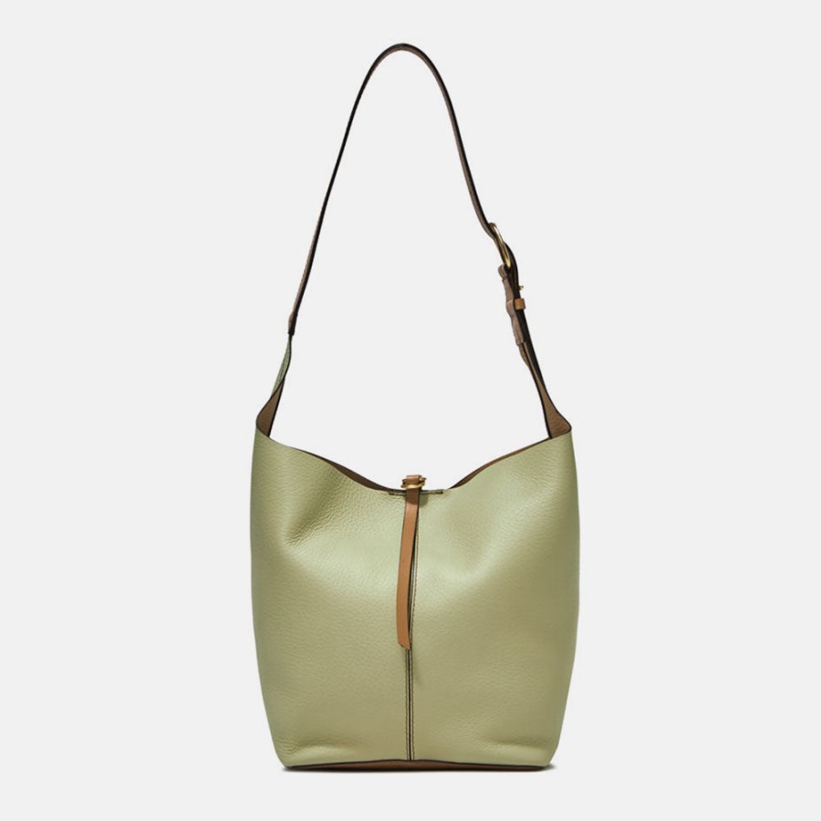 Best GIANNI Soft Green Leather Cora Tote Bag