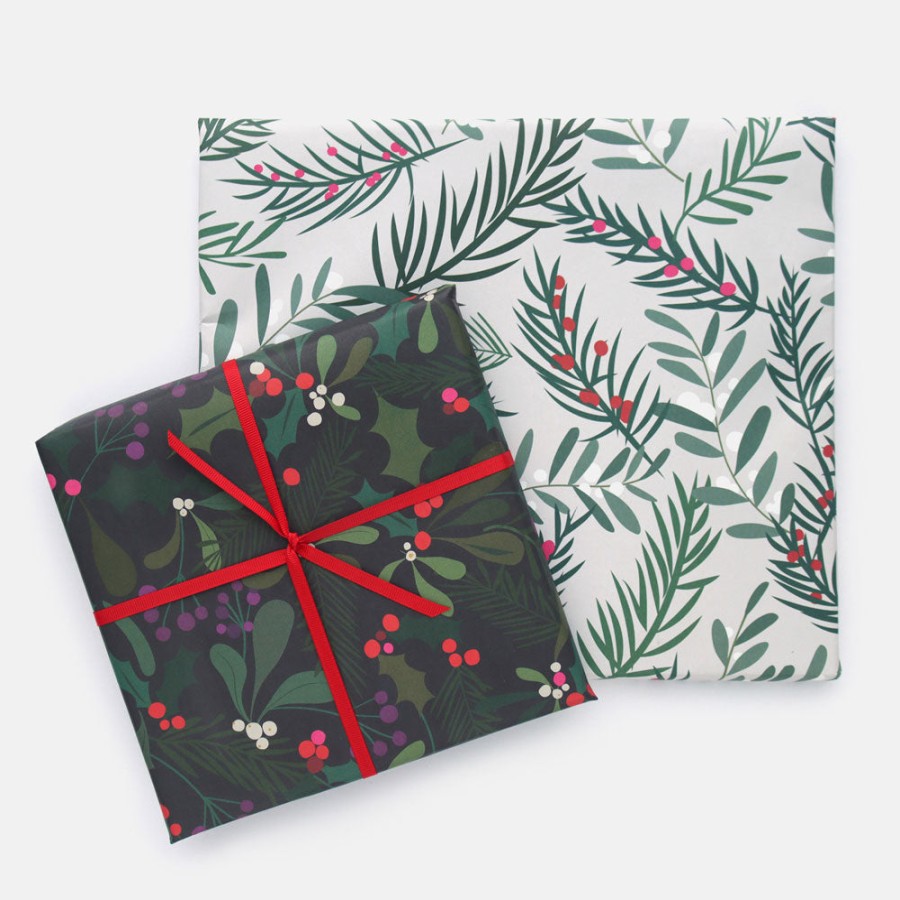 Online CAROLINE GARDNER Holly & Mistletoe Double Sided Christmas Wrapping Paper