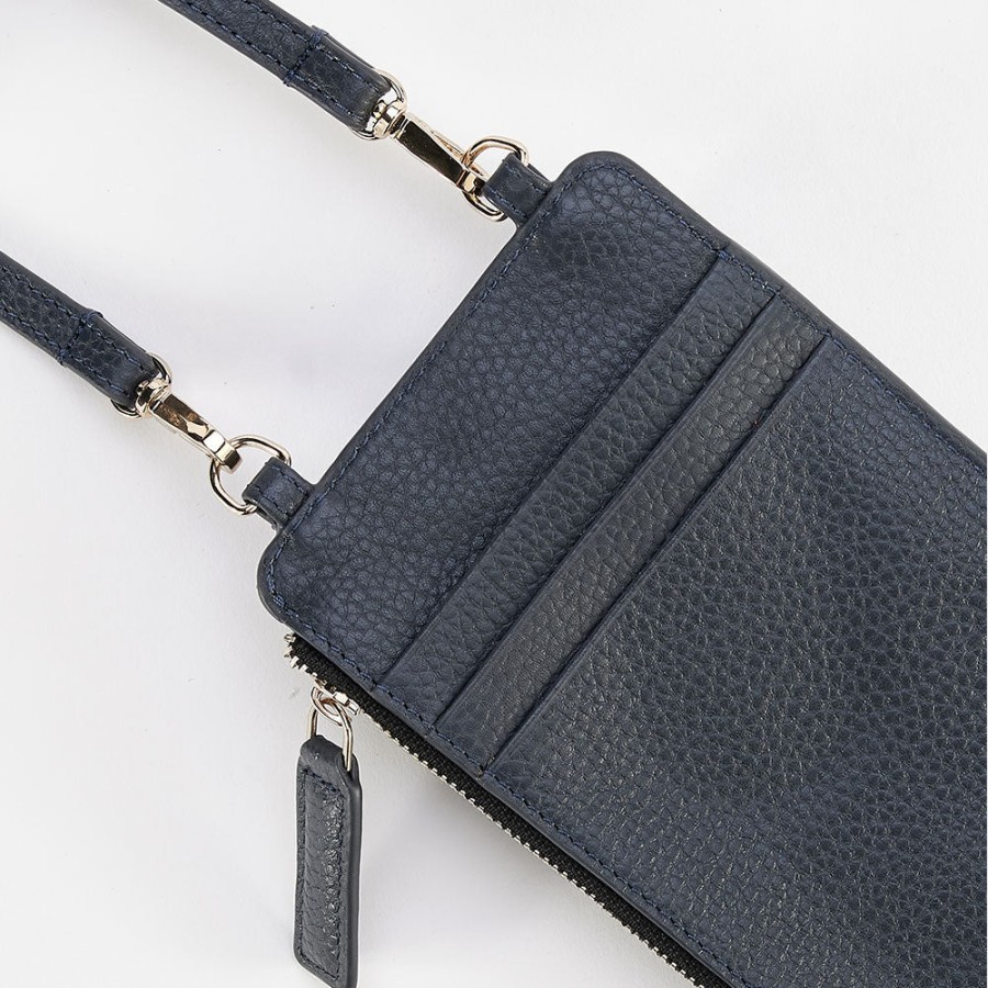 Online Caroline Gardner Navy Leather Phone Bag