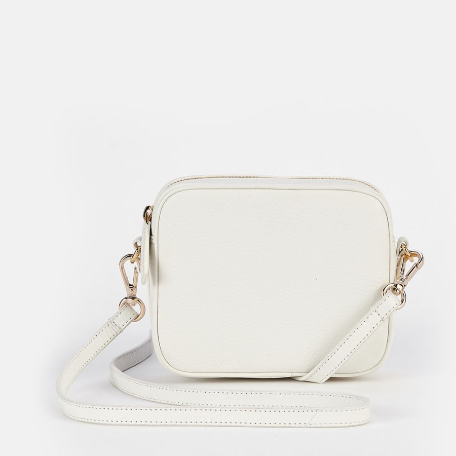 Clearance Caroline Gardner Winter White Leather Mini Camera Bag