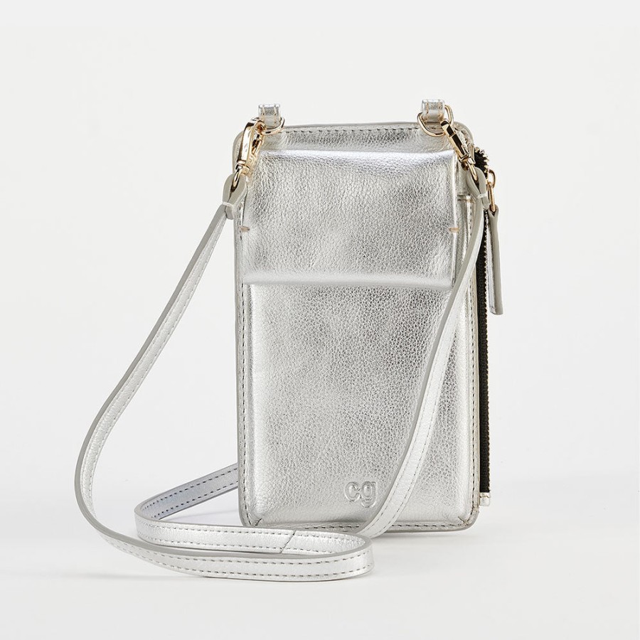 Best Caroline Gardner Silver Leather Phone Bag