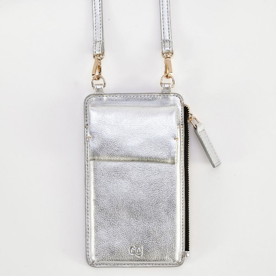 Best Caroline Gardner Silver Leather Phone Bag