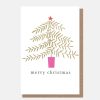 Wholesale CAROLINE GARDNER Gold Christmas Tree Small Christmas Card Pack Of 10