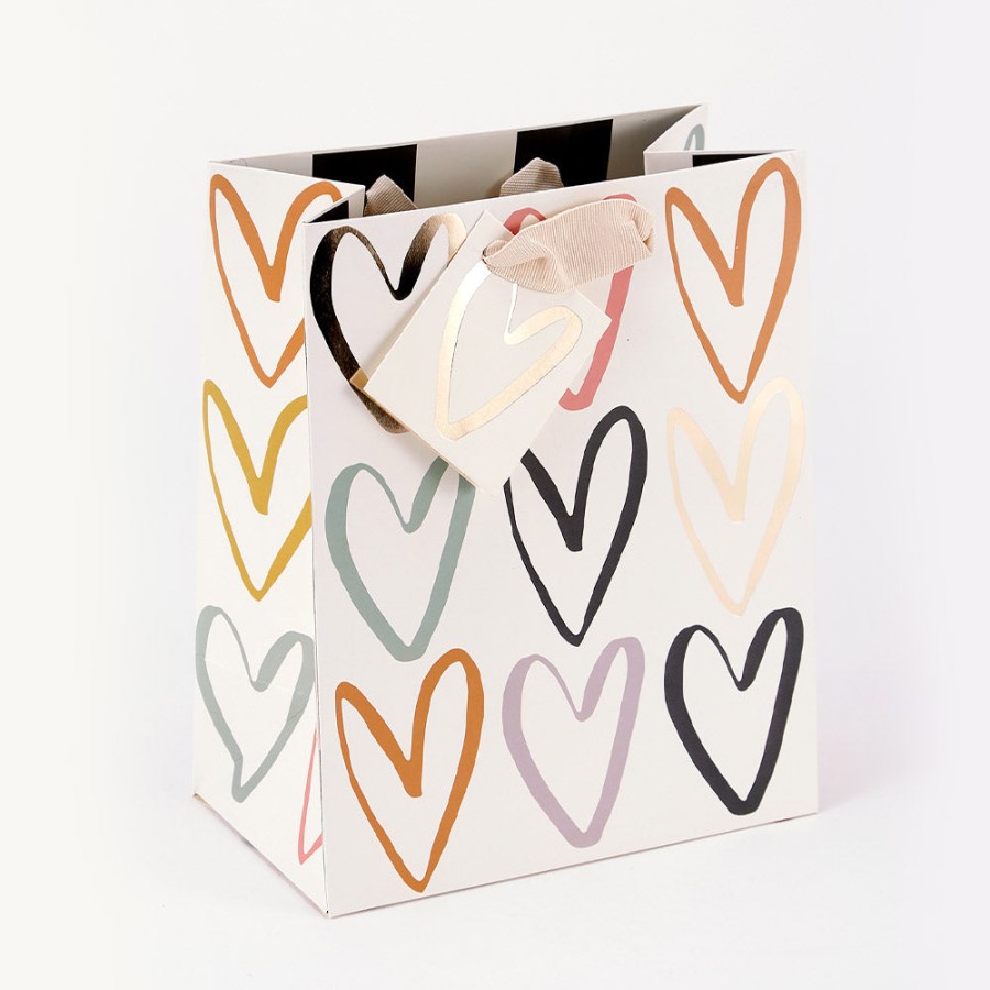 Online Caroline Gardner Multi Outline Hearts Medium Gift Bag