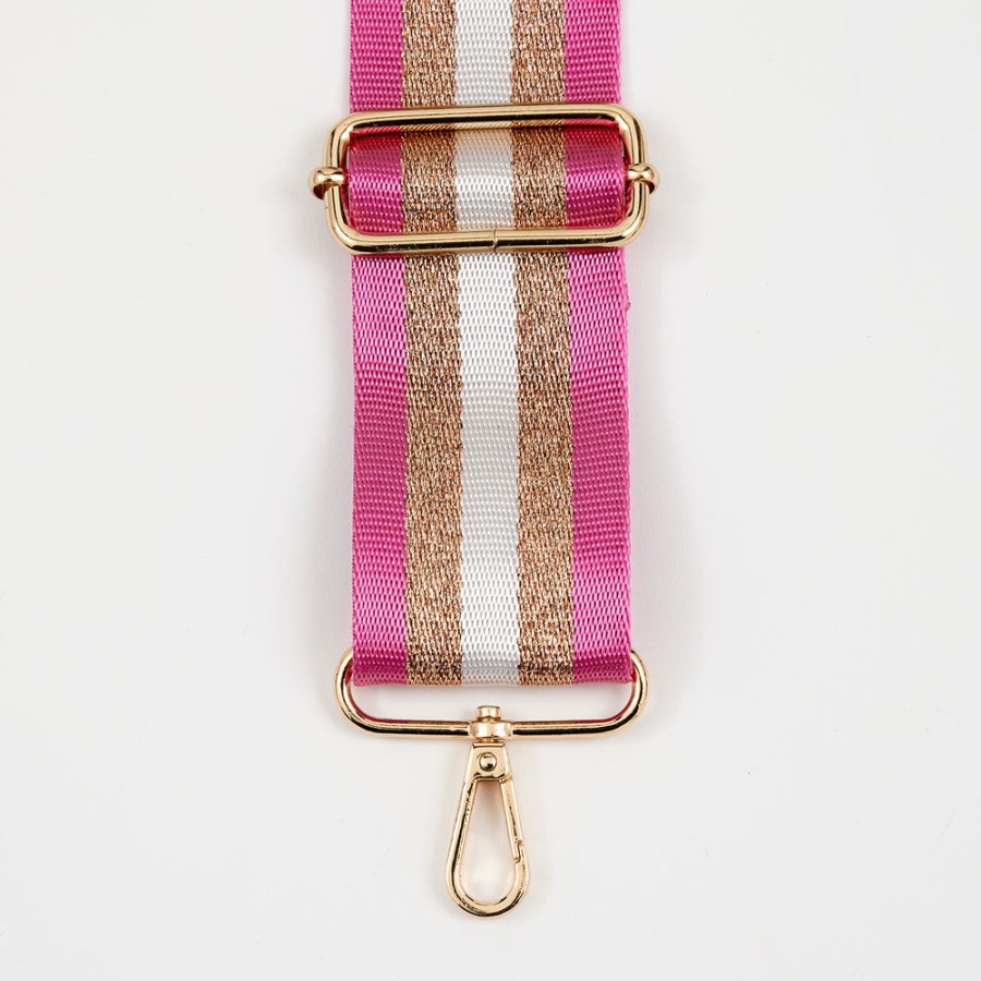 New KRIS ANA Fuchsia/Rose Gold Stripe Webbing Handbag Strap