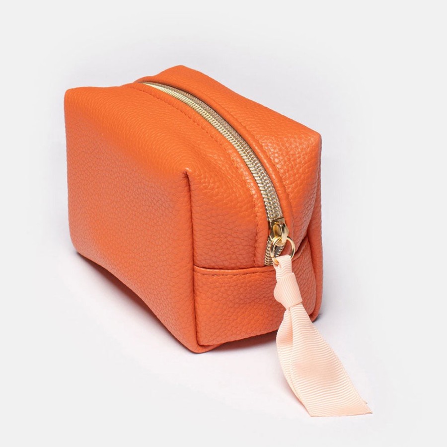 Wholesale CAROLINE GARDNER Orange Mini Cube Cosmetic Bag