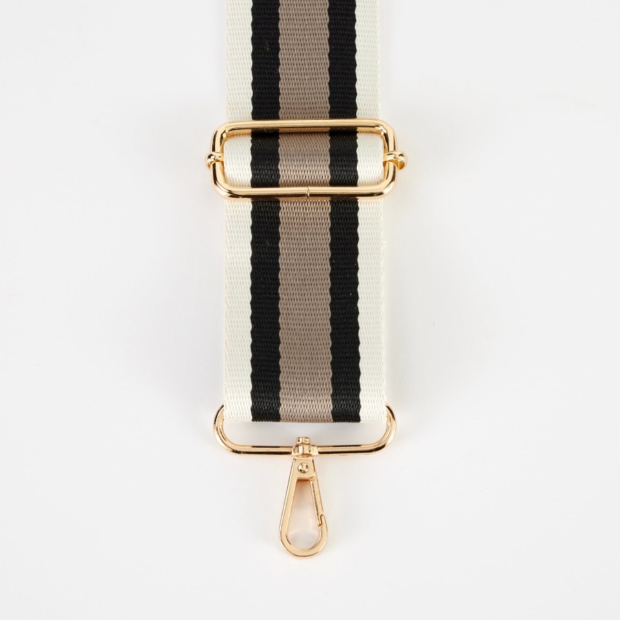 Online KRIS ANA Cream/Black/Putty Stripe Webbing Handbag Strap