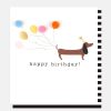 Hot CAROLINE GARDNER Pom Pom Sausage Dog & Balloons Birthday Card